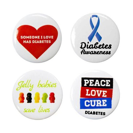 Diabetes Awareness Button Pin Badge Pack (4 Badges) - Diabetes.co.uk