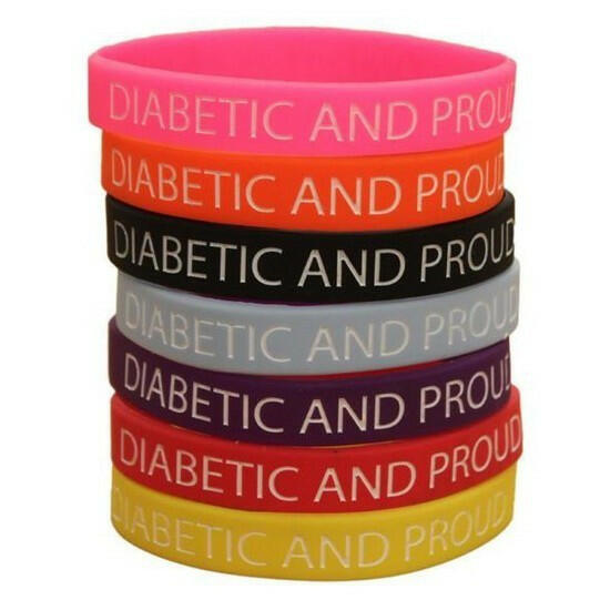 Diabetic and Proud Silicone Wristband (7 Colours) - Diabetes.co.uk