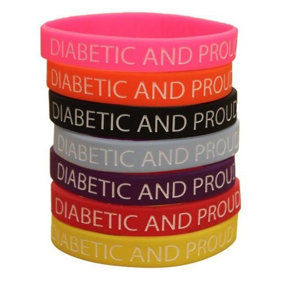 Diabetic and Proud Wristband Colour Pack (all 7 Colours) - Diabetes.co.uk