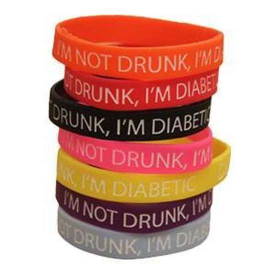I'm Not Drunk, I'm Diabetic Wristband Colour Pack (all 3 Colours) - Diabetes.co.uk