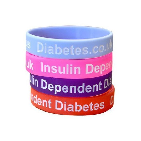 Insulin Dependent Diabetic Wristband Colour Pack - Child/Youth (all 4 Colours) - Diabetes.co.uk