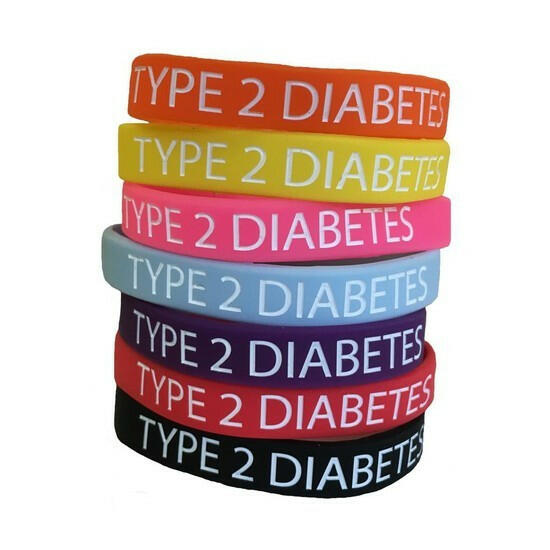 Type 2 Diabetes Silicone Wristband (6 Colours) - Diabetes.co.uk